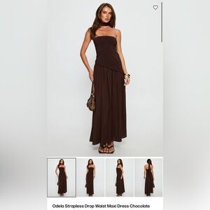 Odela Strapless Drop Waist Maxi Dress Chocolate - US 4 / Chocolate